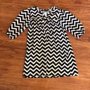 Tea Black & White Chevron Cotton Dress Size 7